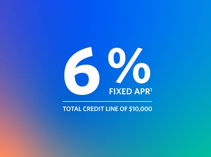 HELOC Offered at 6% Fixed APR with total credit line of $10,000.