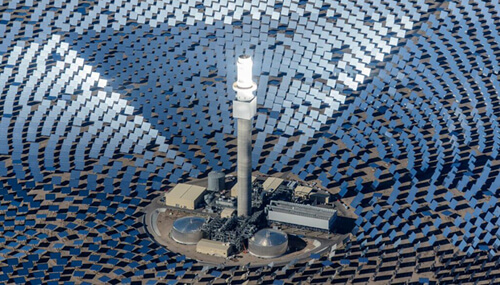 Crescent Dunes uses a tower to absorb the heat reflected by the mirrors.