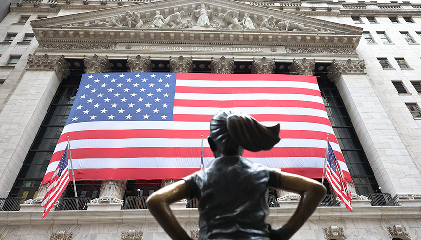 The New York Stock Exchange is seen during the morning trading on November 07, 2024